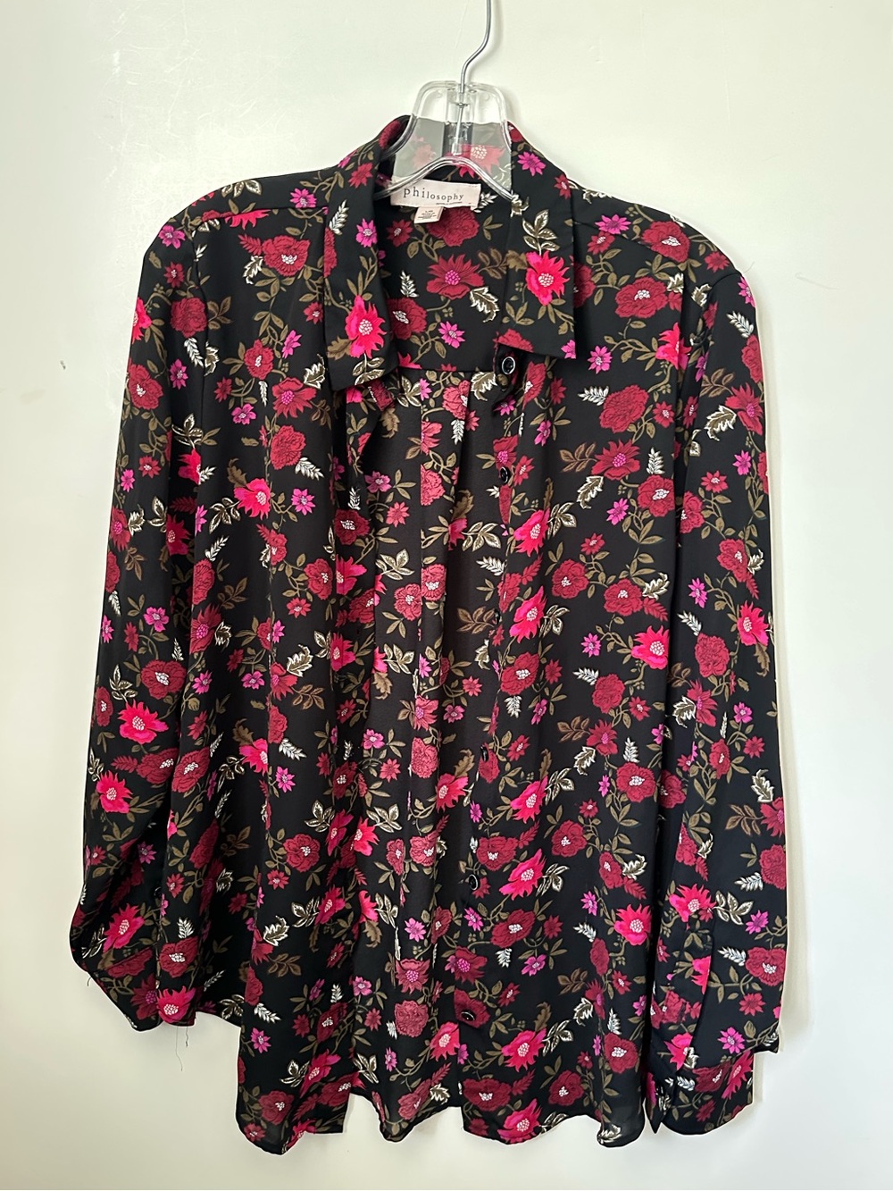 Philosophy Floral Button Front Shirt/ Blouse ~L